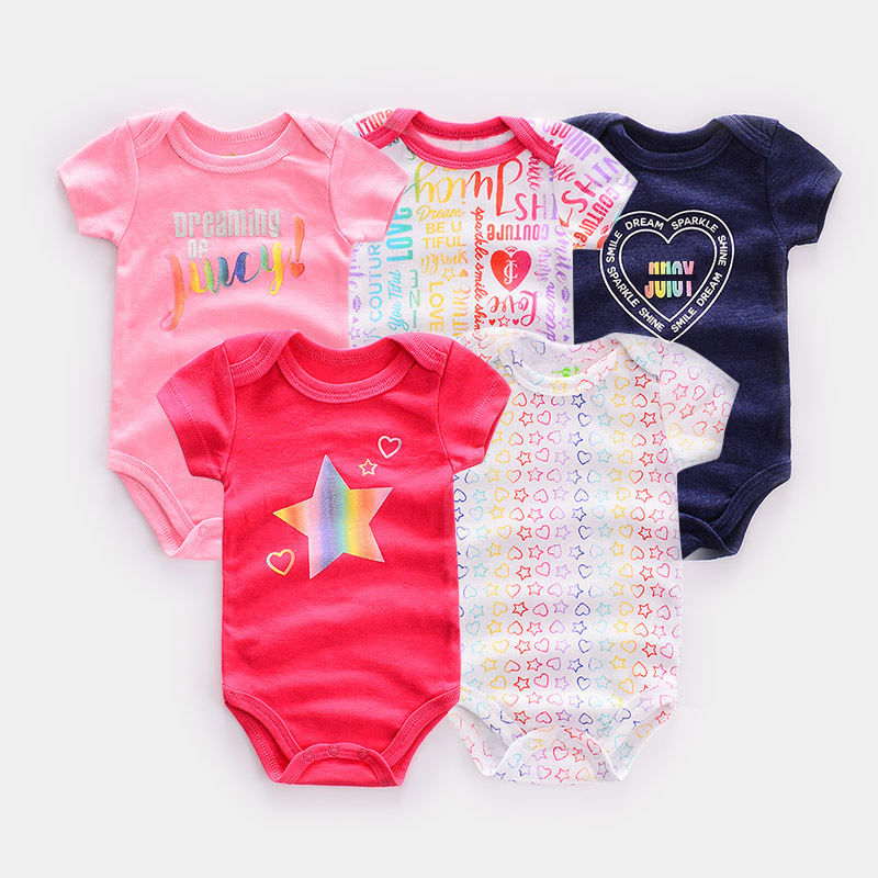 Baby Nursery Ideas Boy - 赤ちゃん用コットン半袖ボディスーツ,新生児服,男の子と女の子のコスチュームセット,1セットあたり5ペア