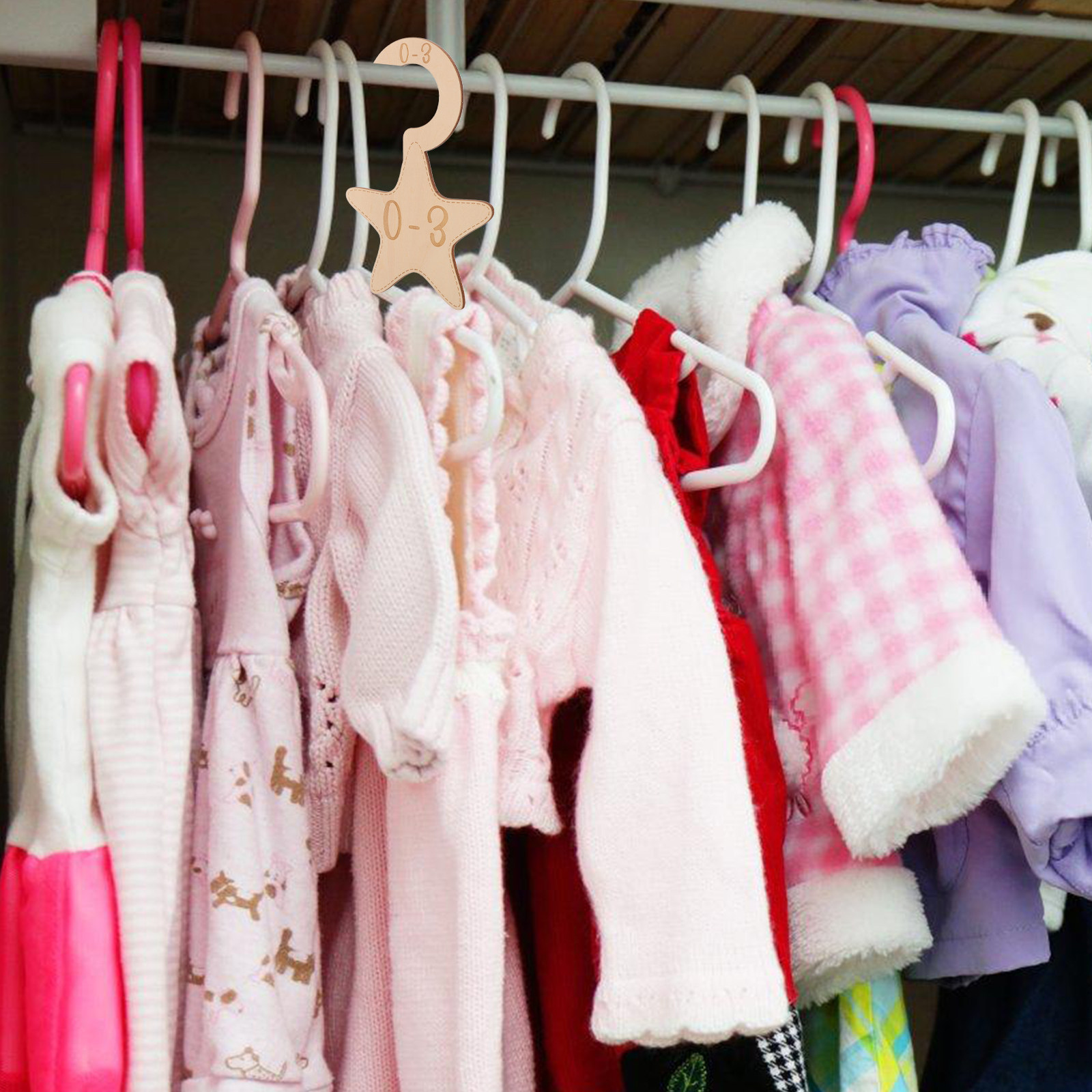 Baby Nursery Wardrobe - 7個入りベビー服クローゼット仕切り木製サイズディバイダー、子供部屋ワードローブベビークローゼットオーガナイザー、衣類収納用仕切り