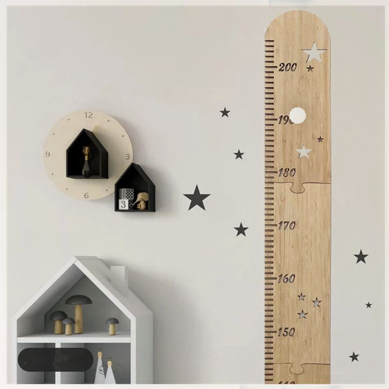 Baby Nursery Wall Stickers - 5 枚北欧木製子供の身長成長チャート定規ベビー子供身長ゲージルーム装飾壁メーター測定ステッカー