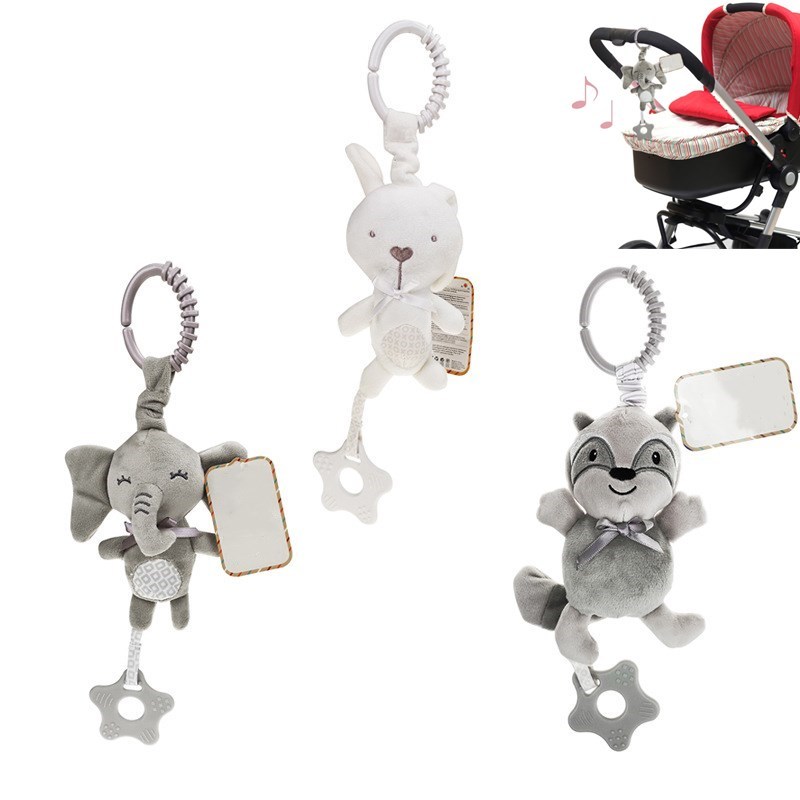 Baby Nursery Trolley - 柔らかい幼児ベビーベッドベッドベビーカー携帯ぶら下げガラガラおもちゃ赤ちゃんウサギ象猫おもちゃトロリー 0-12 新生児ぬいぐるみ教育