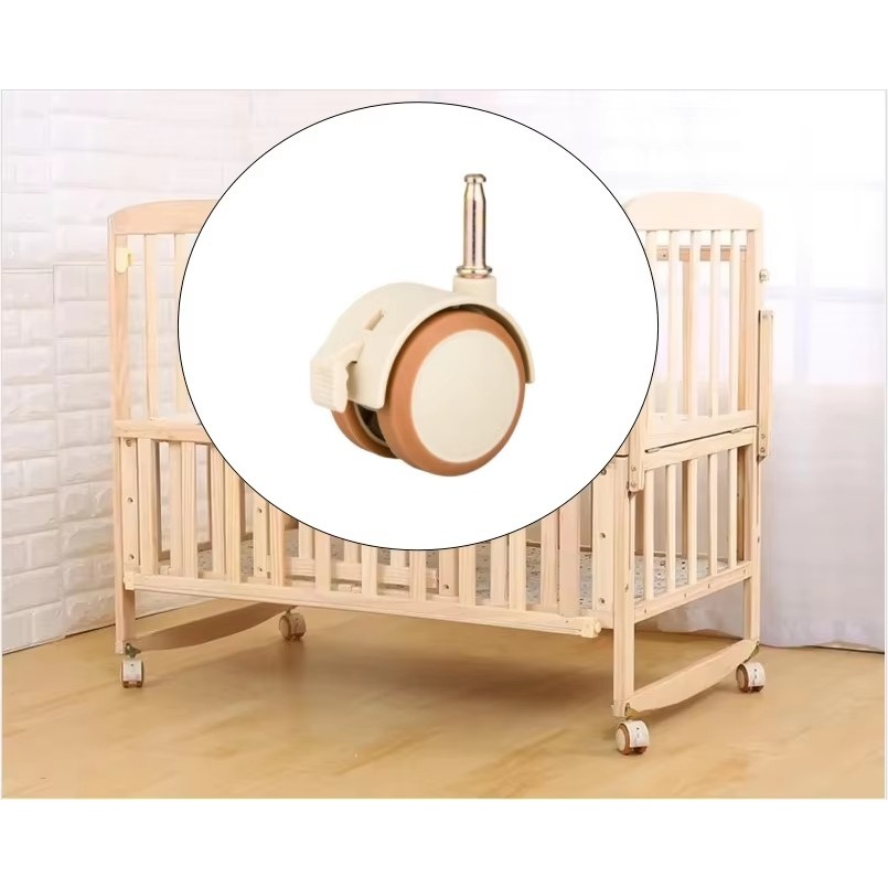 Baby Nursery Trolley - 2/4 個 2 インチ家具ベビーベッド回転キャスターキャビネットクランプブレーキホイール付きナイロン家具サポートレッグ椅子用ベビーベッドトロリー