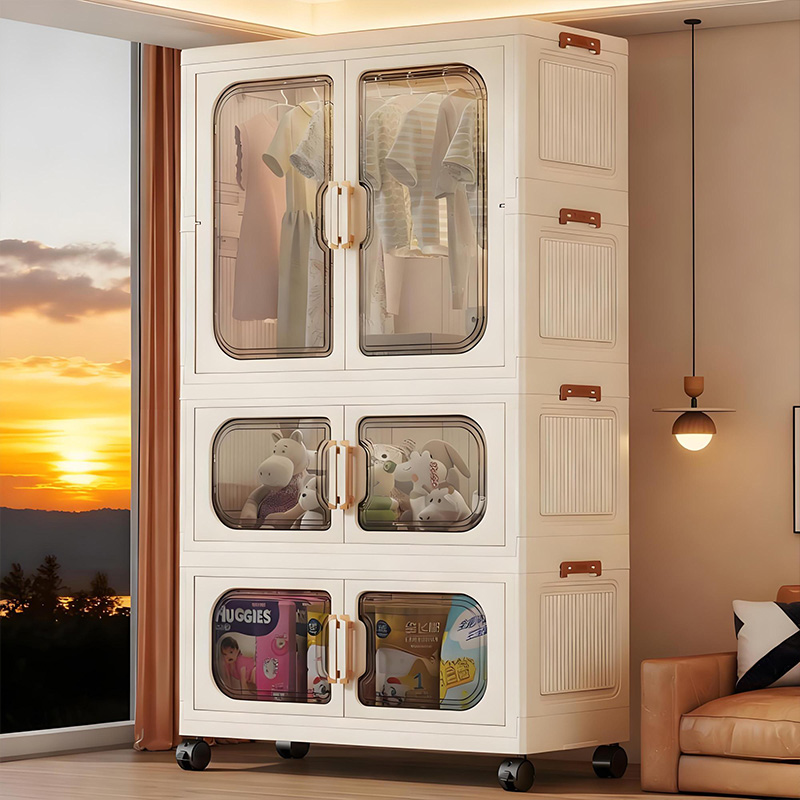 Baby Nursery Wardrobe - 設置不要の折りたたみ式ベビーワードローブ – リビングルームと寝室用の多層おもちゃ収納キャビネット、省スペースの衣類オーガナイザー