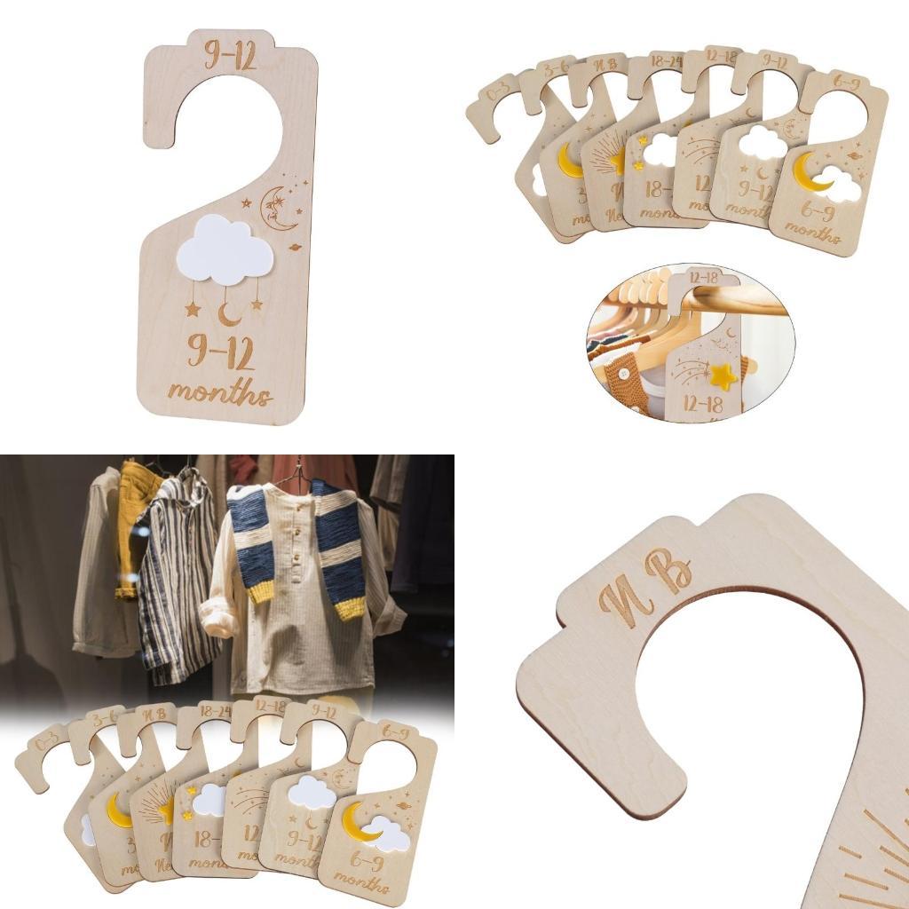 Baby Nursery Wardrobe - 木製ベビーハンガーディバイダー 7個セット 保育園服セパレーター 衣類整理パーティション 新生児から幼児まで