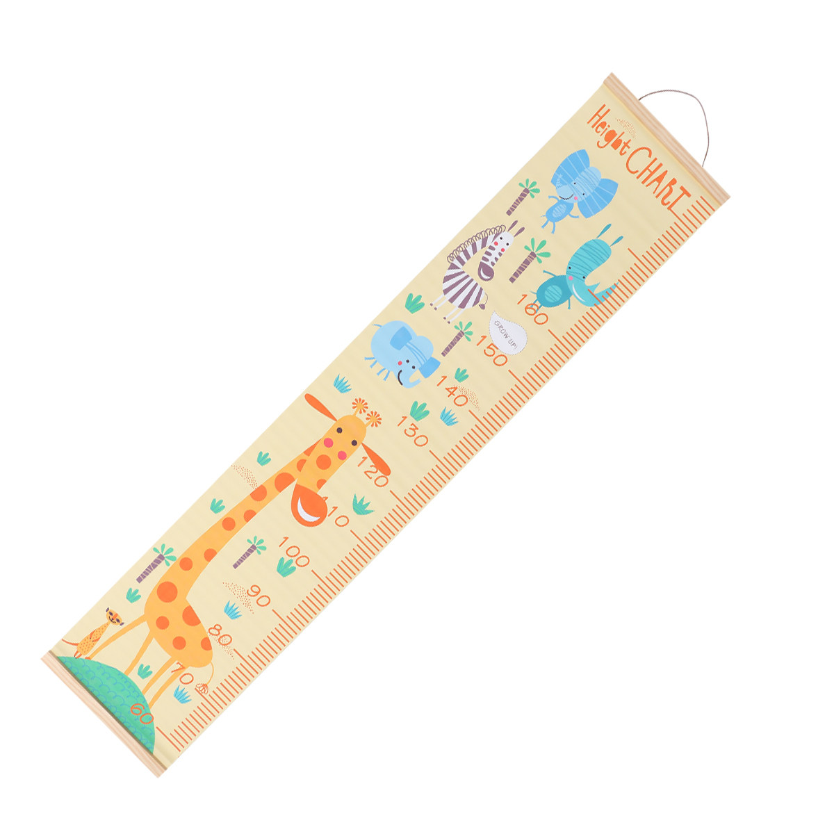 Baby Nursery Hangers - ベビー用身長測定チャート。木製のハンガーとロープ付きで、壁に掛けて使用可能。保育室、寝室、プレイルームに最適。簡単に折りたためる布製。