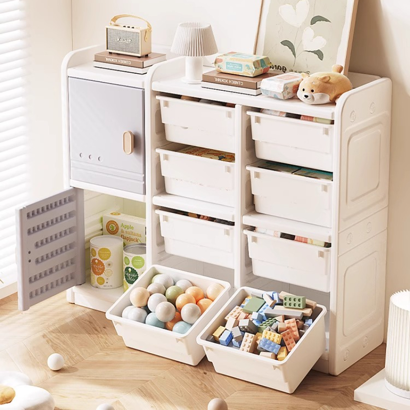 Baby Nursery Bookshelf - 子供用のおもちゃ収納オーガナイザー。仕分け用の収納ボックス付き。赤ちゃんの服や本を収納できる、安全な子供部屋用キャビネット。ベビー用品収納棚。