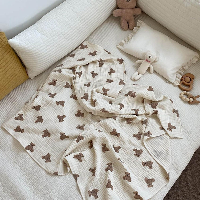 クマプリントベビーブランケット新生児モスリン綿ガーゼおくるみ - Baby Nursery Essentials のレビューと価格