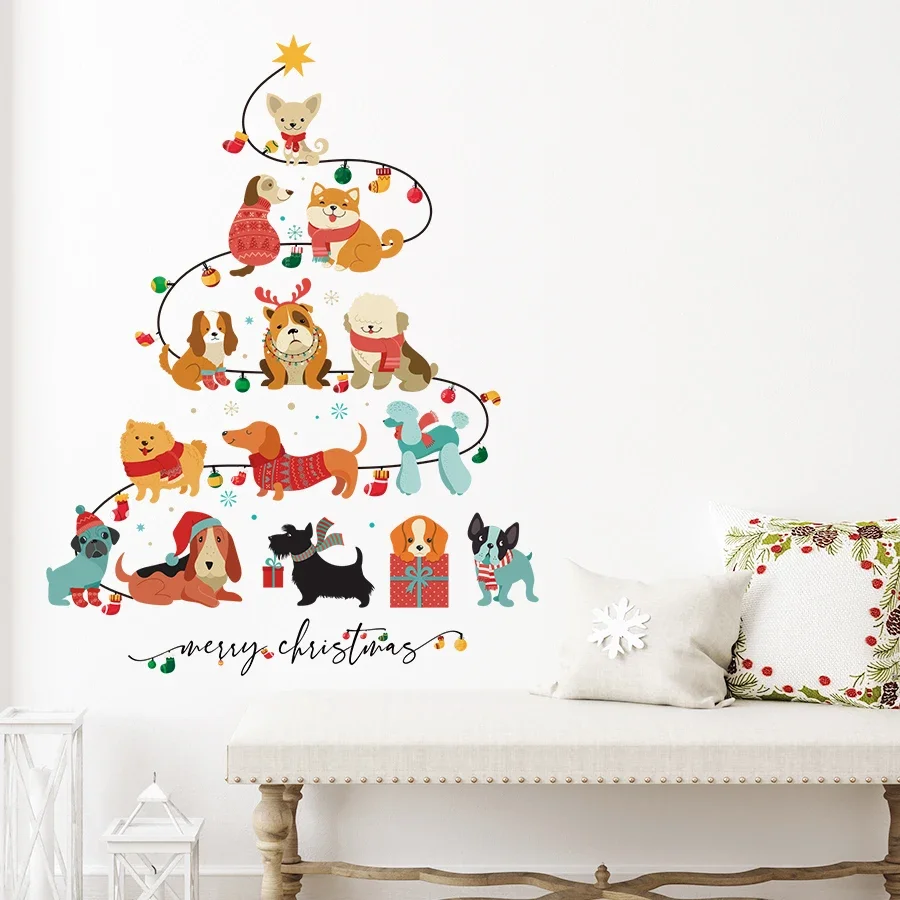 小さな犬のクリスマスツリーの形をしたウォールステッカー,子供 - Baby Nursery Tree のレビューと価格