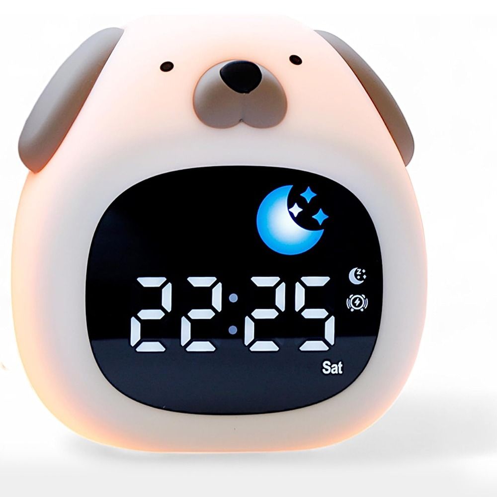 新しい明るい目覚まし時計、犬のデザイン、睡眠トレーナー機能付 - Sound Sleep Trainer Clock のレビューと価格