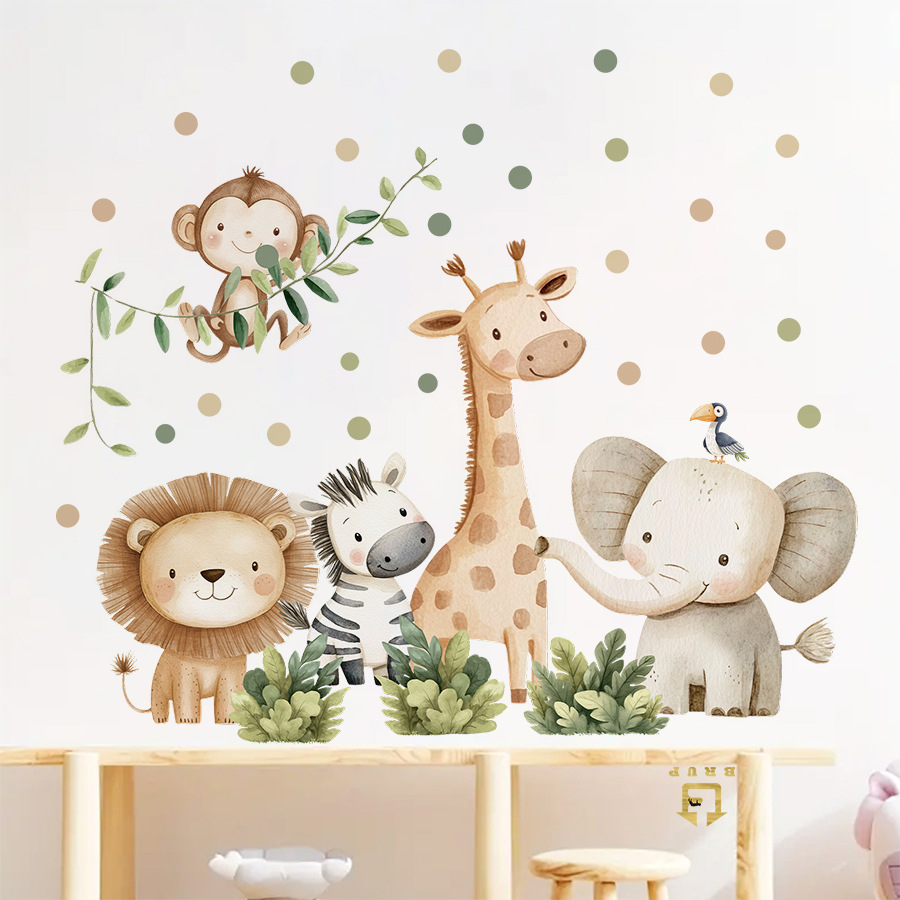 自由奔放に生きる森の動物ウォールステッカーキッズルーム用男の - Baby Nursery Wall Stickers のレビューと価格