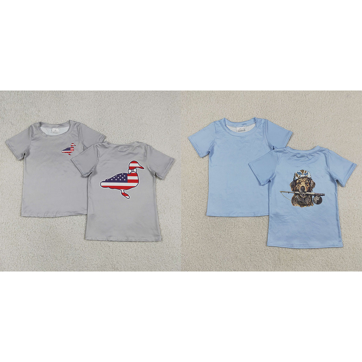 赤ちゃん男の子グレー半袖フラッグダックス独立記念日 Tシャツ - Baby Nursery Ideas Boy のレビューと価格