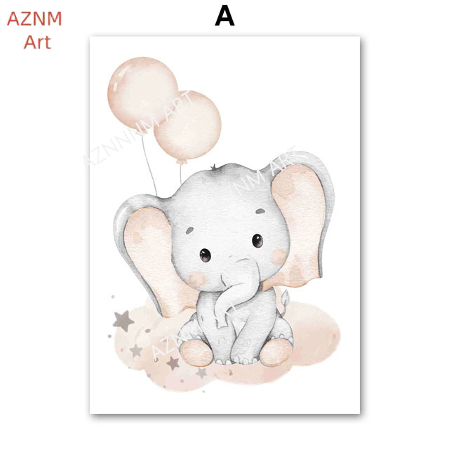 象バルーン虹月星雲スイングベビーキッズポスター壁アート保育園 - Baby Nursery Artwork のレビューと価格