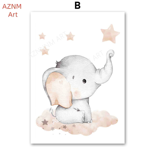 象バルーン虹月星雲スイングベビーキッズポスター壁アート保育園 - Baby Nursery Artwork のレビューと価格