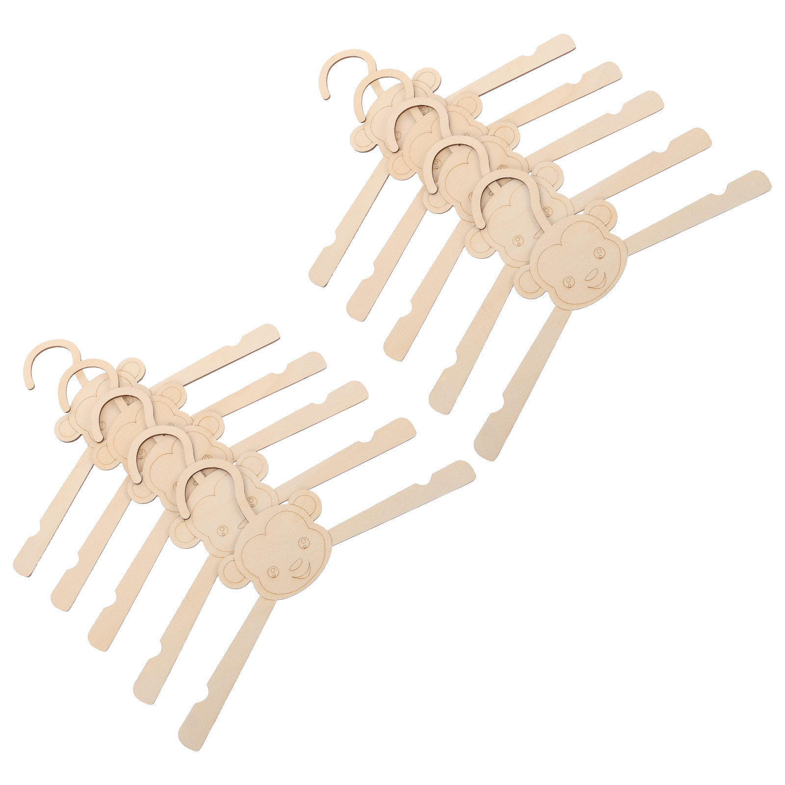 10個入り、子供用木製動物型ハンガー、猿のデザイン、角が丸い - Baby Nursery Hangers のレビューと価格