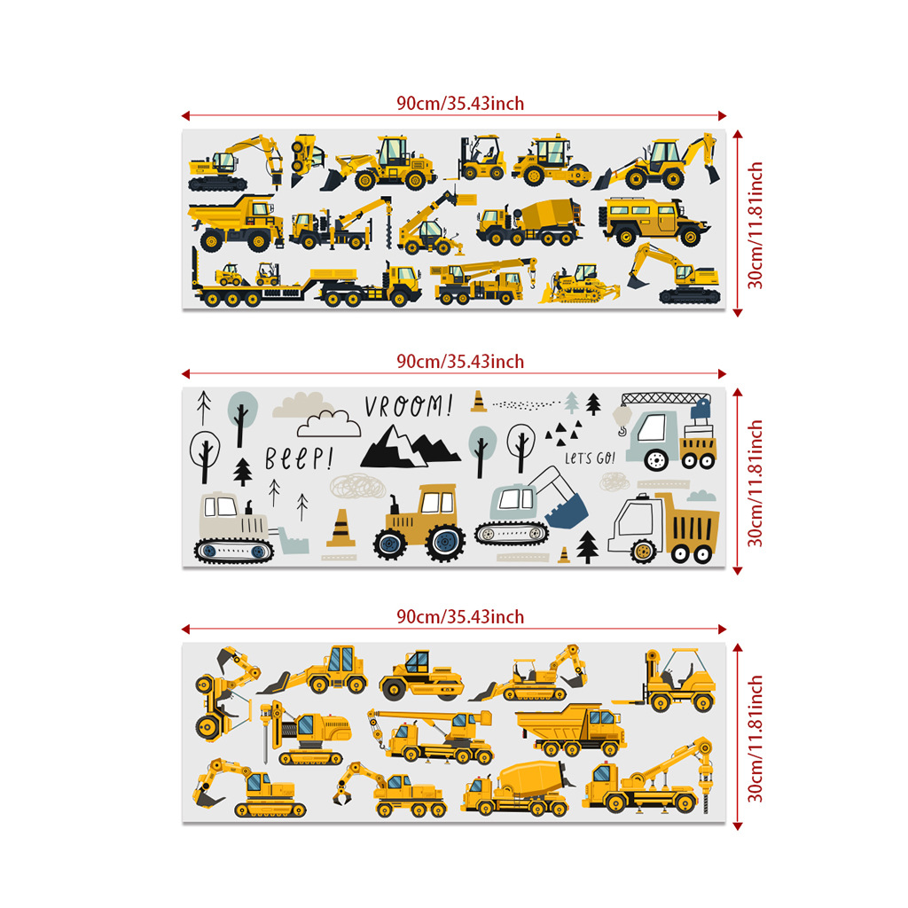 漫画ショベルエンジニアリング車の壁のステッカー自己粘着子供部 - Baby Nursery Wall Stickers のレビューと価格