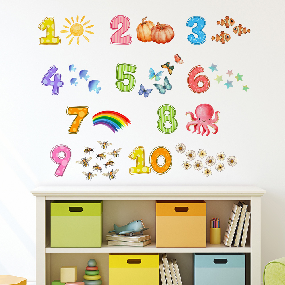 漫画デジタル動物ウォールステッカーベビーキッズパズルルーム装 - Baby Nursery Wall Stickers のレビューと価格