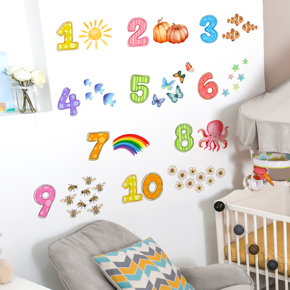 漫画デジタル動物ウォールステッカーベビーキッズパズルルーム装 - Baby Nursery Wall Stickers のレビューと価格