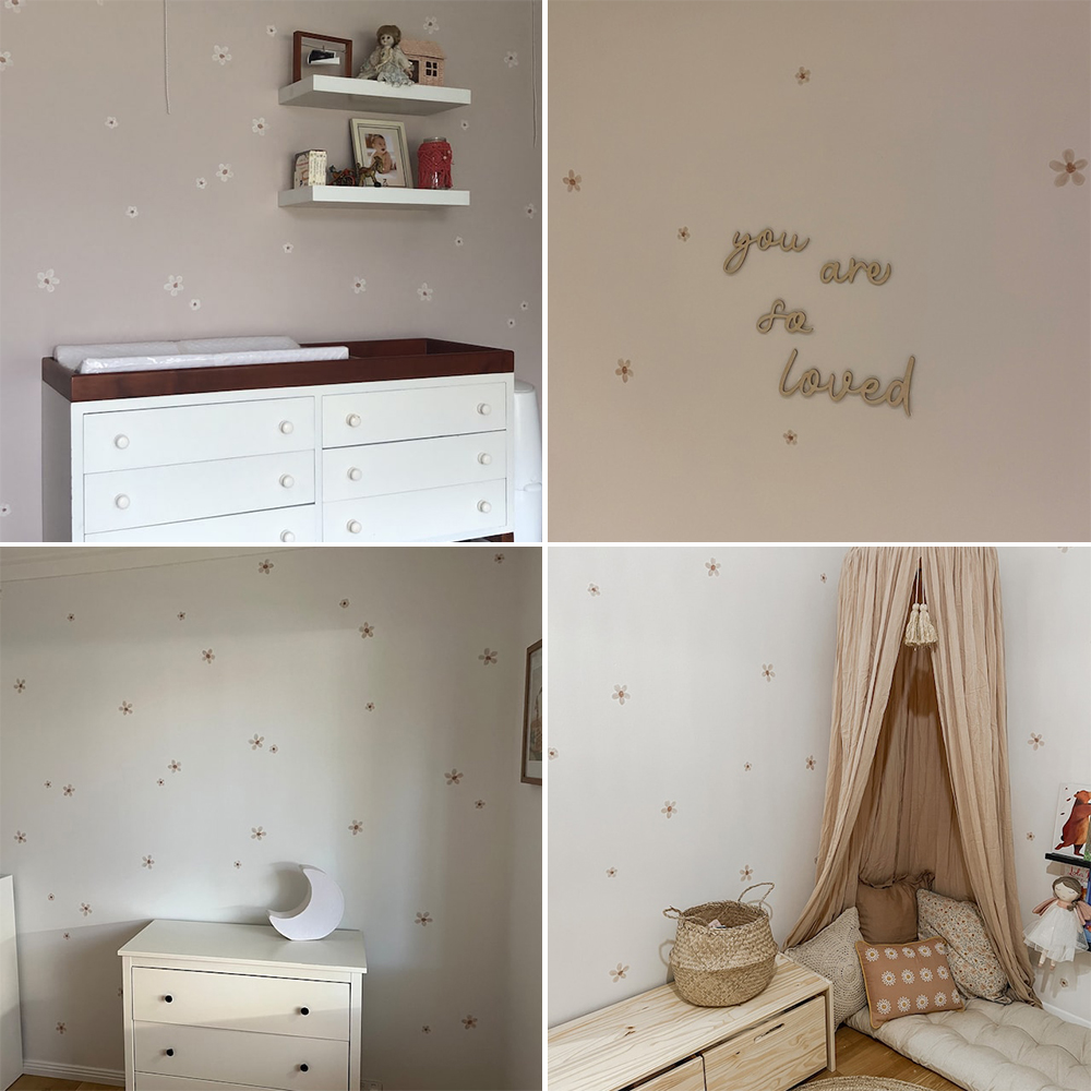 自由奔放に生きるソリッドカラーの花保育園ウォールステッカー取 - Baby Nursery Wall Stickers のレビューと価格