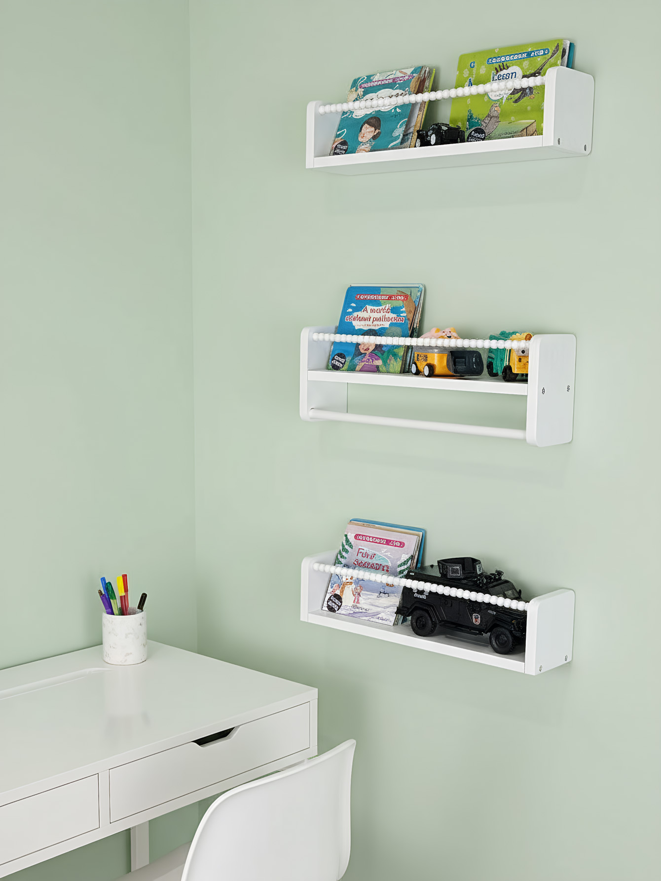 保育園用本棚、15.7インチ木製壁掛け本棚3個セット、ベビー - Baby Nursery Bookshelf のレビューと価格