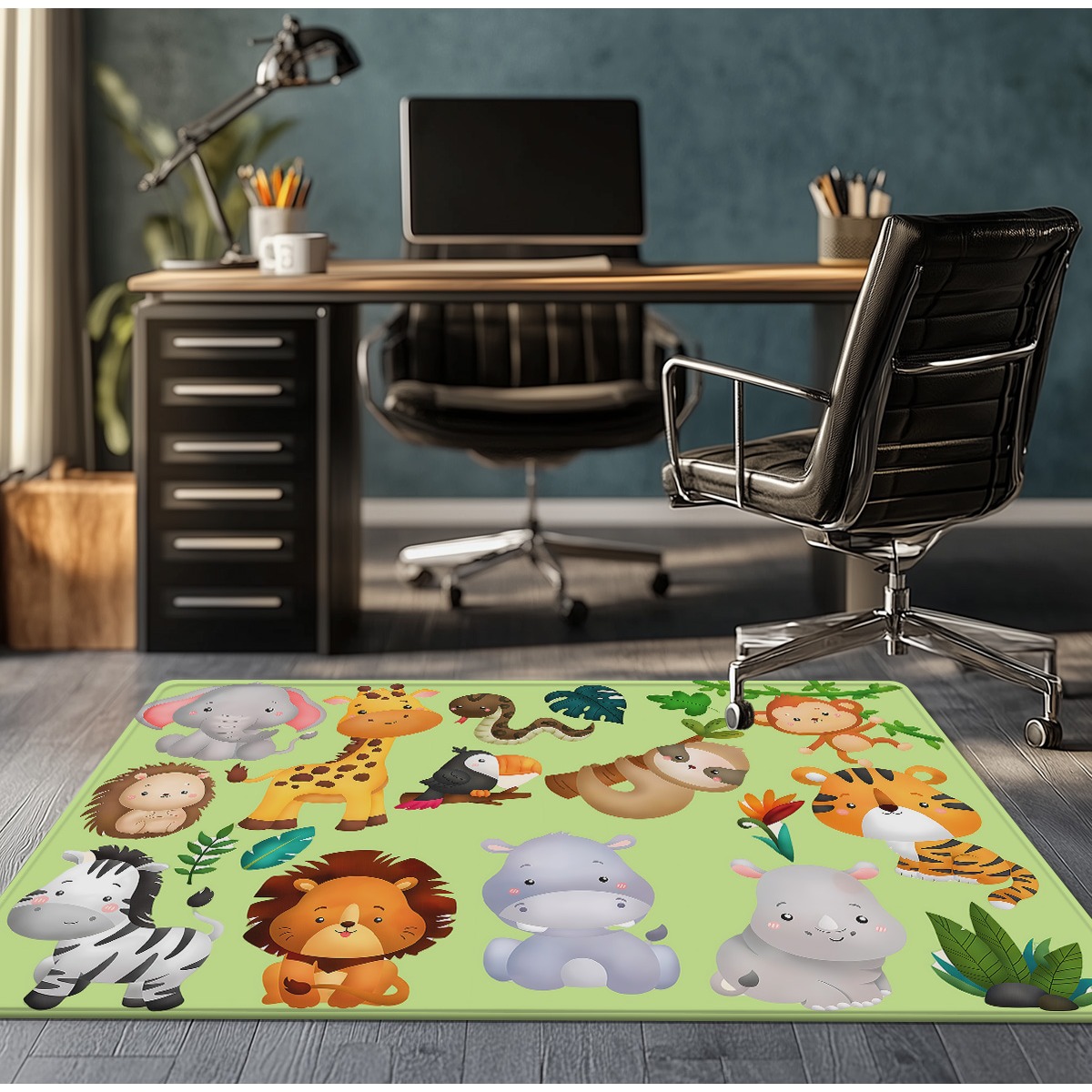 かわいいジャングルアニマルプリントのクリスタルベルベットラグ - Baby Nursery Jungle Animals のレビューと価格