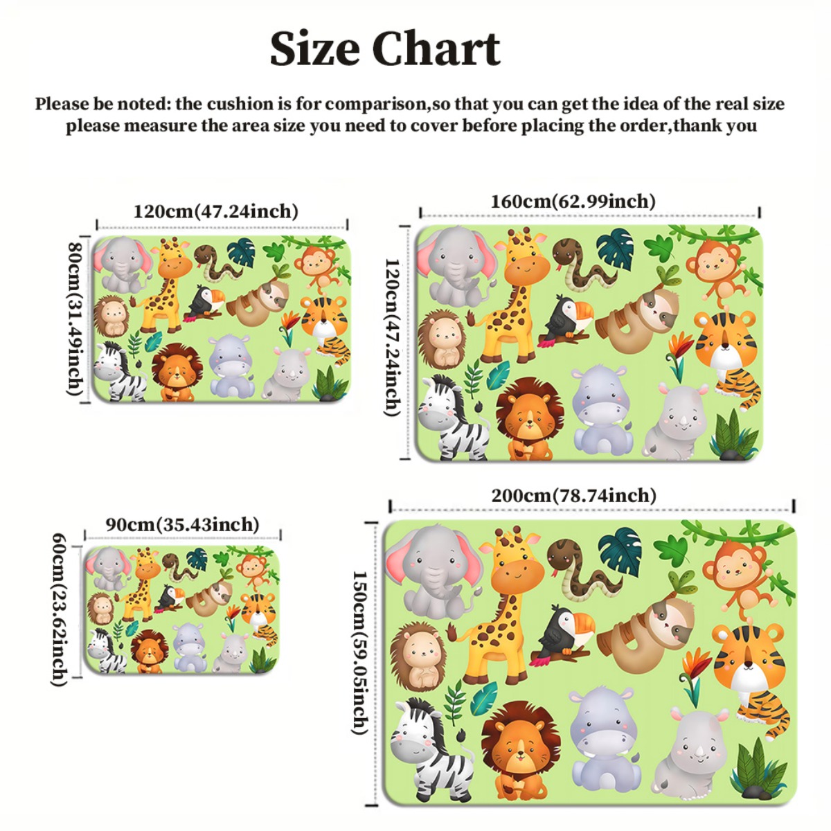 かわいいジャングルアニマルプリントのクリスタルベルベットラグ - Baby Nursery Jungle Animals のレビューと価格