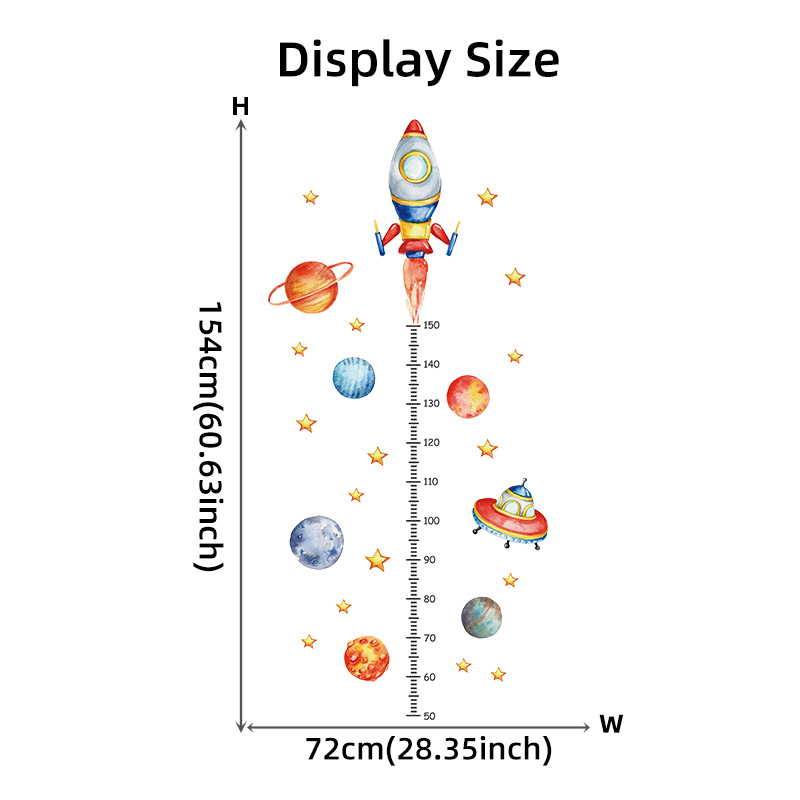 漫画の惑星ロケット高さ測定ウォールステッカーキッズルーム赤ち - Baby Nursery Wall Stickers のレビューと価格