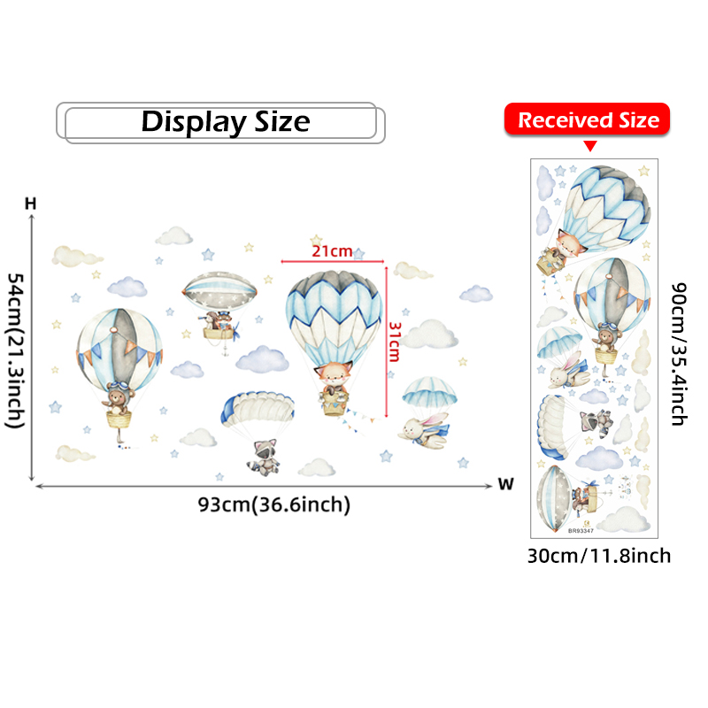 漫画かわいい動物熱気球ウォールステッカーキッズルームベビー保 - Baby Nursery Wall Stickers のレビューと価格