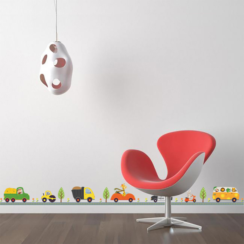 漫画の動物の車のウォールステッカー,子供部屋の装飾,背景の装 - Baby Nursery Wall Stickers のレビューと価格