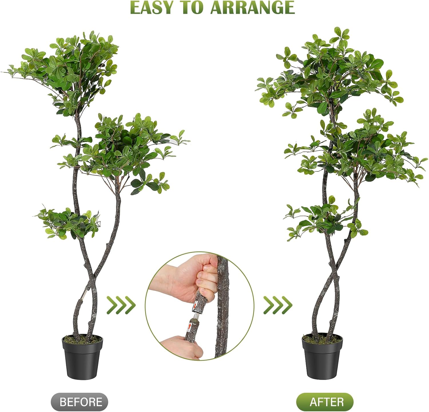 人工観葉植物（室内用）、高さ5～6フィートのフェイクブラック - Baby Nursery Tree のレビューと価格