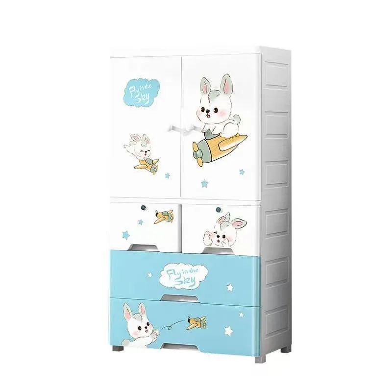 70cmの子供用漫画柄プラスチック製ワードローブ。シンプルな - Baby Nursery Wardrobe のレビューと価格