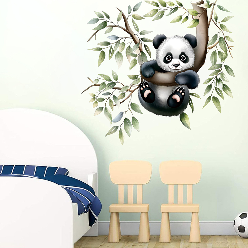 かわいい動物ポスター ベビーパンダの木の枝に ビニールウォー - Baby Nursery Tree のレビューと価格