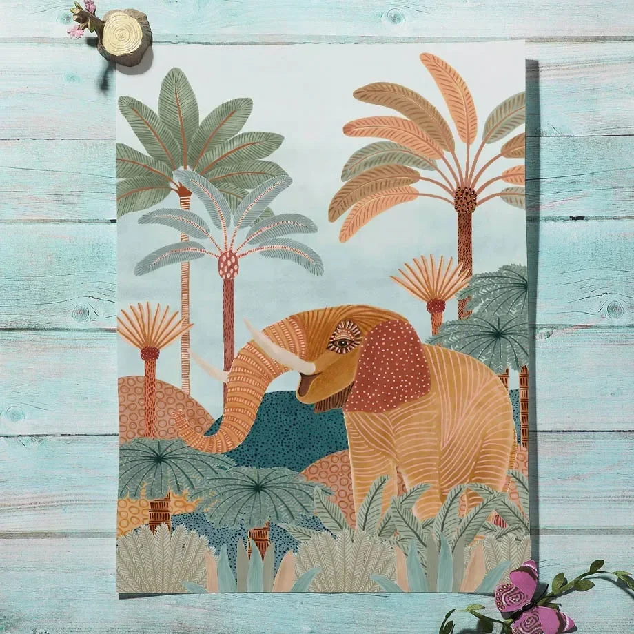 自由奔放に生きるジャングルの動物、虎、猿、キリン、ココナッツ - Baby Nursery Tree のレビューと価格