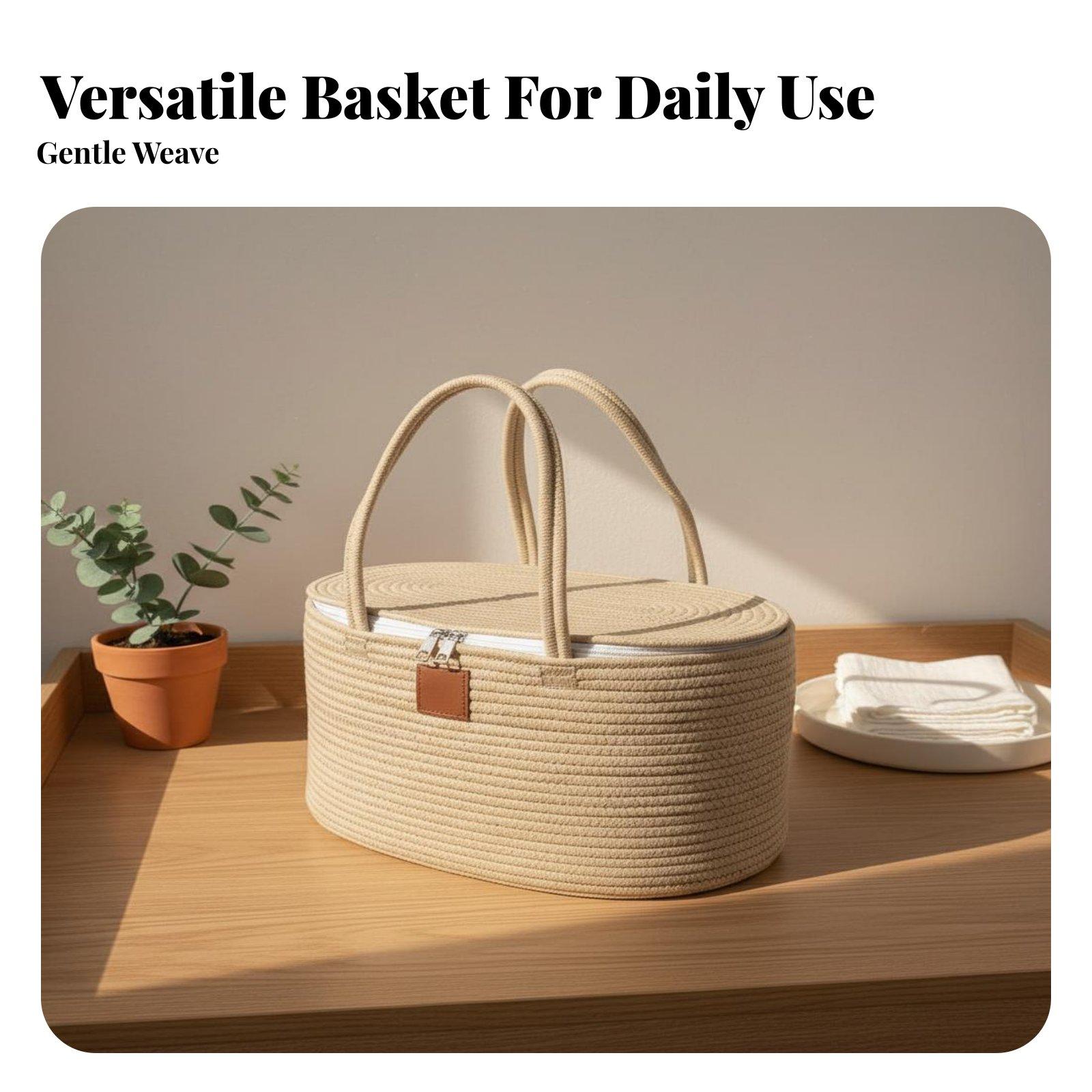綿ロープ製のベビー用品収納バスケット。持ち手付きで、持ち運び - Baby Nursery Essentials のレビューと価格