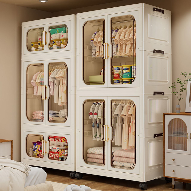 カラフルな折りたたみ式子供用ワードローブ – 大容量ベビー服 - Baby Nursery Wardrobe のレビューと価格