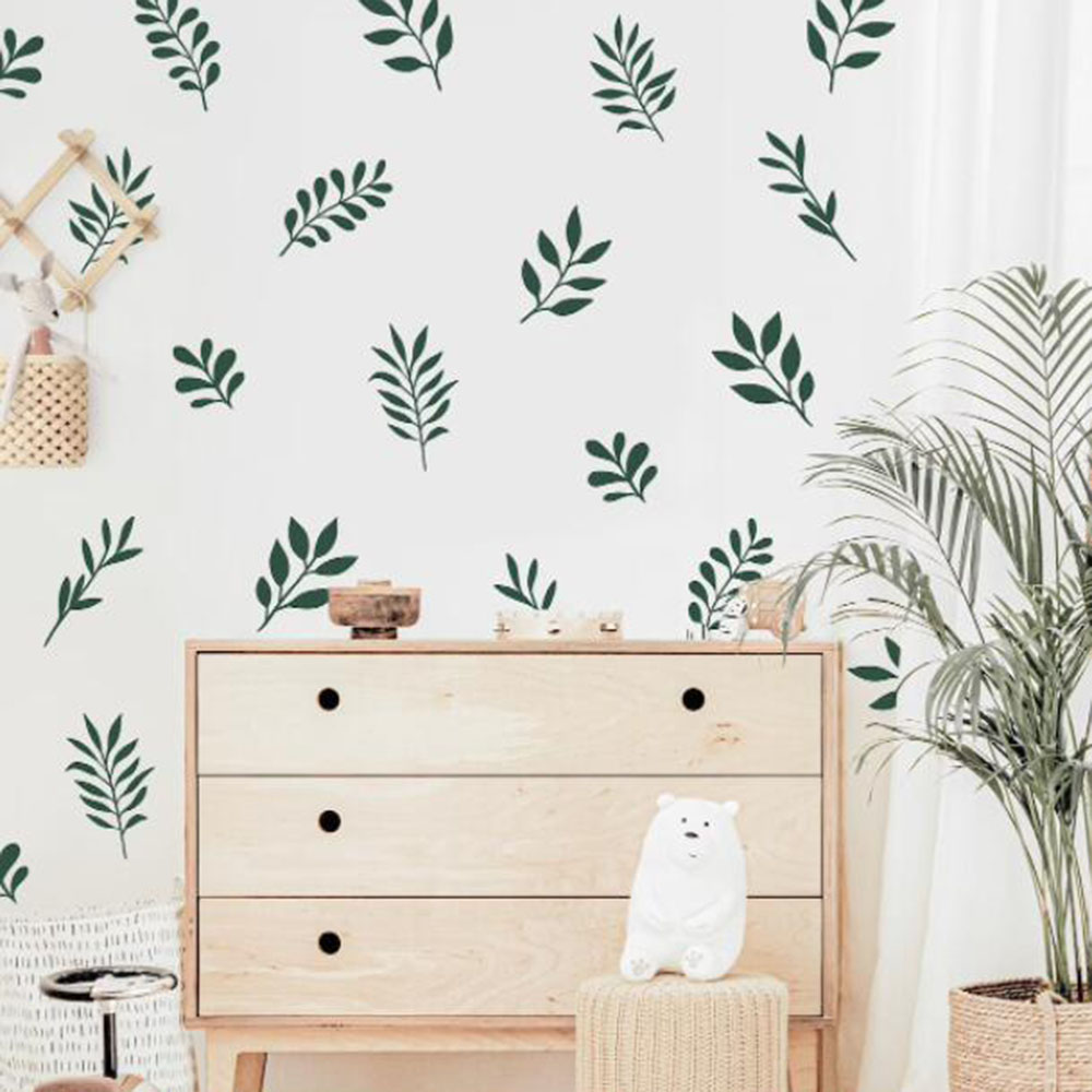 41 個植物の葉の壁のステッカープレイルーム寝室自然植物木の - Baby Nursery Wall Stickers のレビューと価格