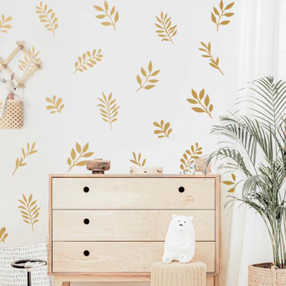 41 個植物の葉の壁のステッカープレイルーム寝室自然植物木の - Baby Nursery Wall Stickers のレビューと価格