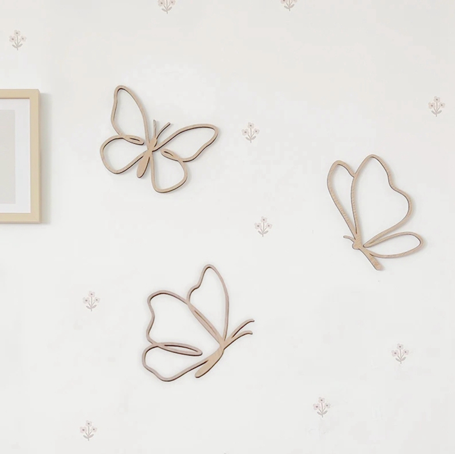 木製蝶の飾り、木製壁飾り、蝶の木製装飾、子供部屋、キッズウォ - Baby Nursery Artwork のレビューと価格