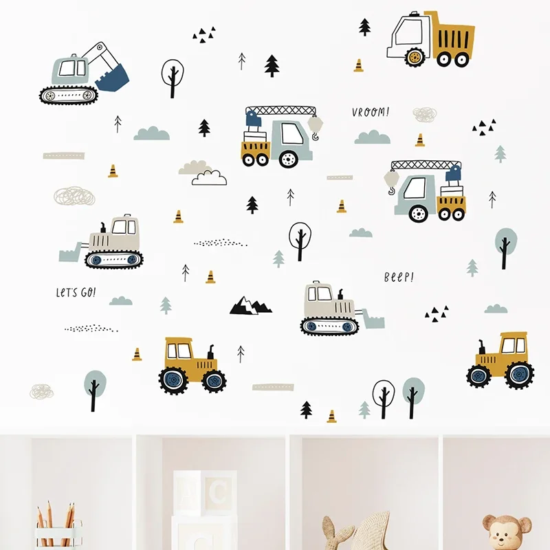 手描きのかわいい車貨物トラックの壁のステッカーキッズルーム車 - Baby Nursery Wall Stickers のレビューと価格