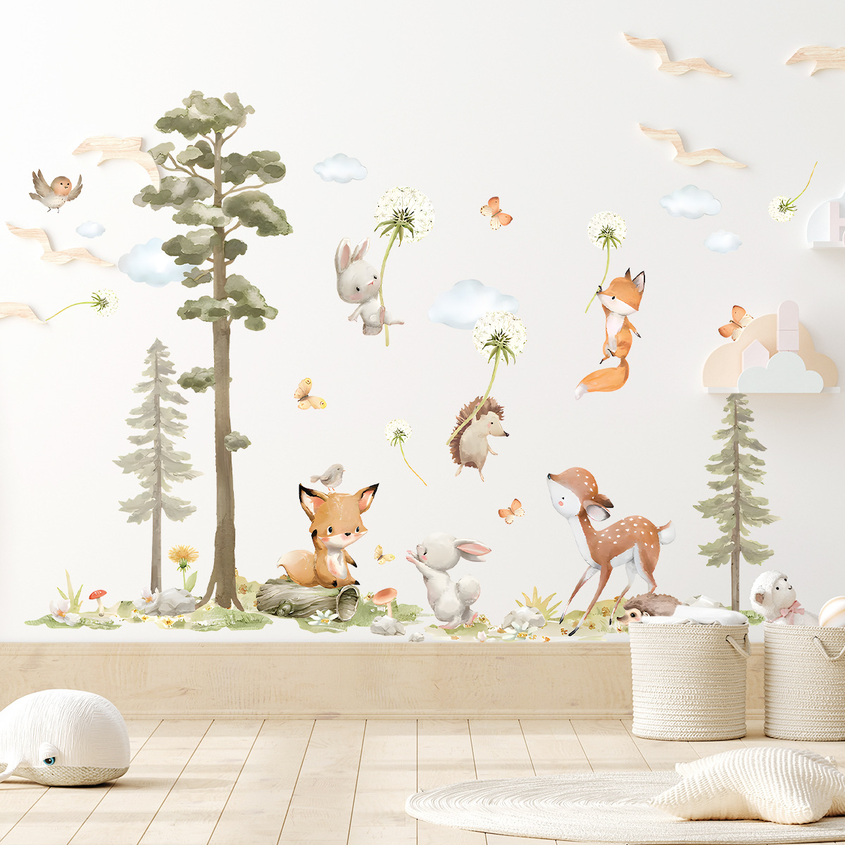 かわいい森の動物ウォールステッカー子供部屋用子供女の子男の子 - Baby Nursery Tree のレビューと価格