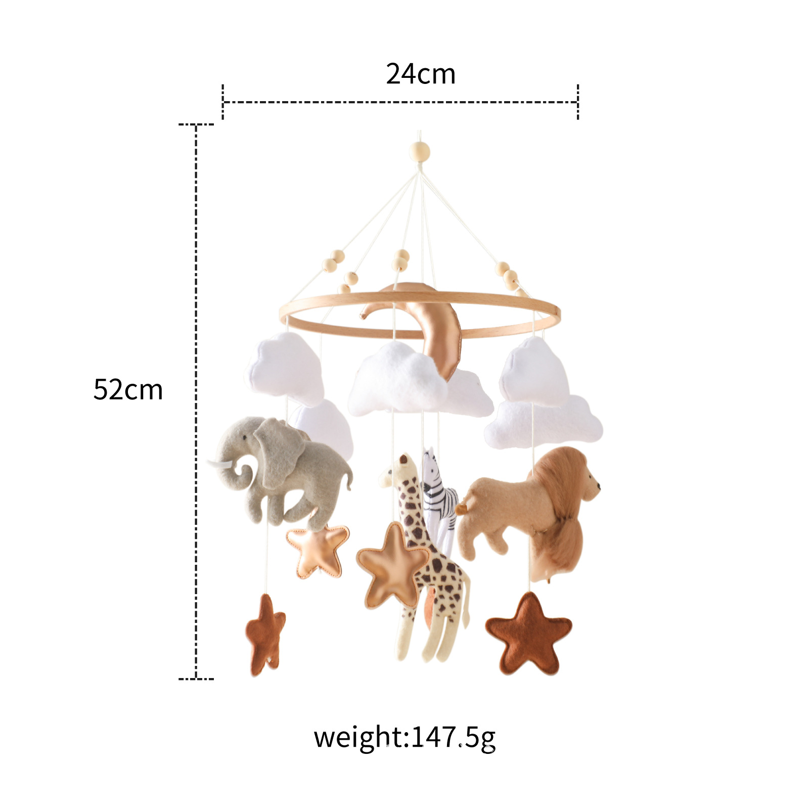 ホット販売北欧手作りフェルトジャングルサファリベビーベッドモ - Baby Nursery Jungle Animals のレビューと価格