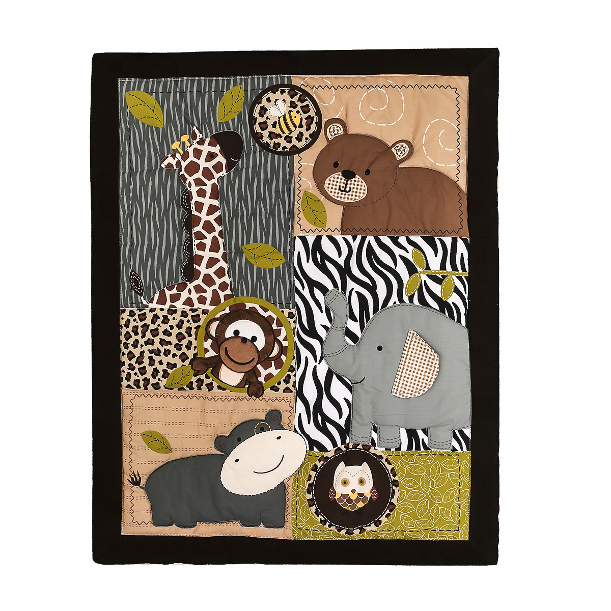 3点セット 刺繍入り 新生児用ベビーベッド寝具セット ベビー - Baby Nursery Jungle Animals のレビューと価格
